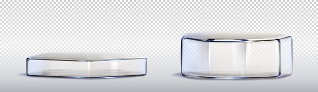 3D vijfhoekige en zeshoekige glazen platforms
