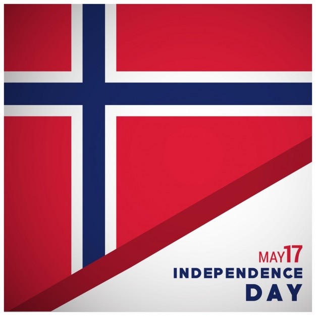 Gratis Vector 3d vlag van noorwegen met independence day typografie