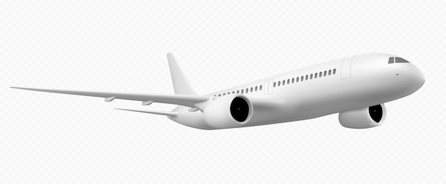 Gratis vector 3d-vliegtuigvlucht geïsoleerde mockup realistische jet