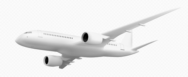 Gratis vector 3d-vliegtuigvlucht geïsoleerde mockup realistische jet