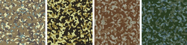 4 camouflage achtergrond instellen patroon ontwerp vector