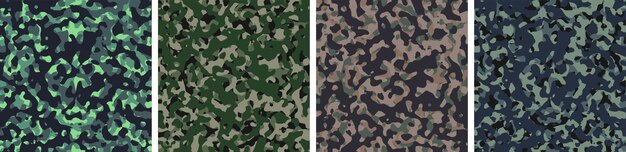 4 camouflage achtergrond instellen patroon ontwerp vector
