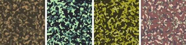 4 camouflage achtergrond instellen patroon ontwerp vector