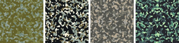 4 Camouflage Achtergrond Set Patroon Ontwerp Vector Illustratie Leger Achtergrond