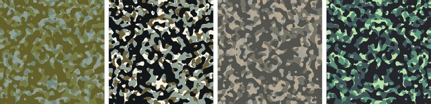 4 Camouflage Achtergrond Set Patroon Ontwerp Vector Illustratie Leger Achtergrond
