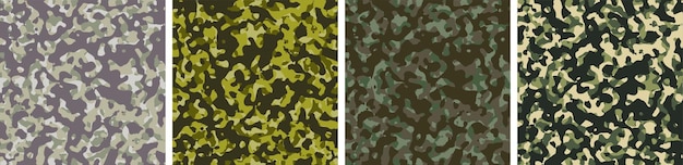4 Camouflage Achtergrond Set Patroon Ontwerp Vector Illustratie Leger Achtergrond