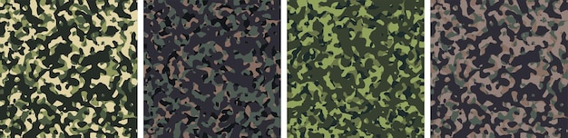 4 camouflage achtergrond set patroon ontwerp vector illustratie leger achtergrond