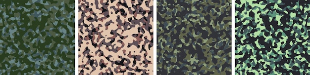 4 camouflage achtergrond set patroon ontwerp vector illustratie leger achtergrond