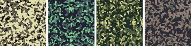 4 Camouflage Achtergrond Set Patroon Ontwerp Vector Illustratie Leger Achtergrond