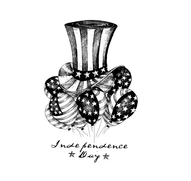 4 juli Amerikaanse onafhankelijkheidsdag VS vlag ballon met Uncle Sam Hat