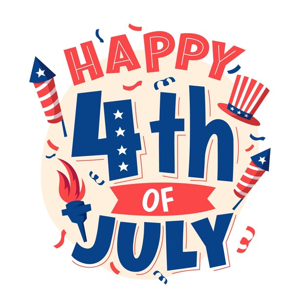4 juli Independence Day belettering
