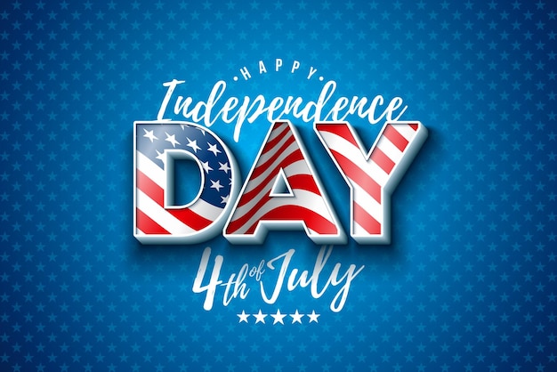 Gratis vector 4 juli onafhankelijkheidsdag van de vs illustratie met amerikaanse vlag fourth of july celebration