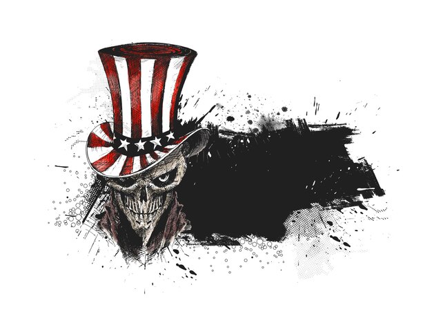 4 juli viering Uncle Sam hoed met Scratch Devil Skull
