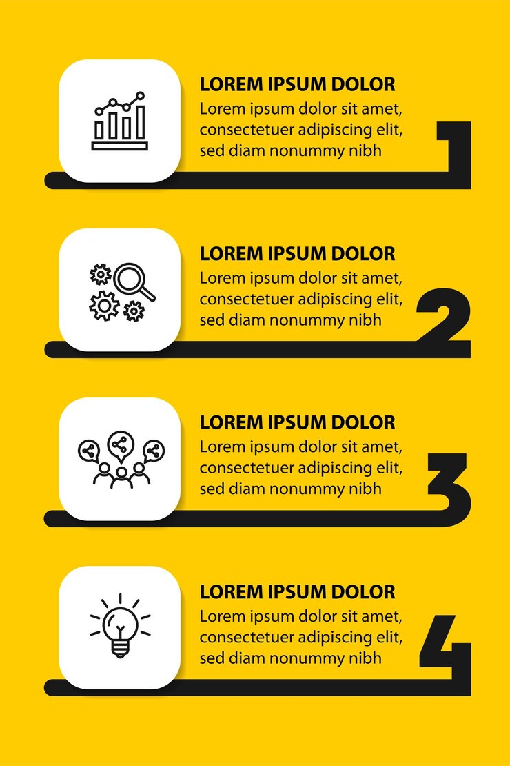 Gratis Vector 4 stappen infographic flowchart ontwerp sjabloon
