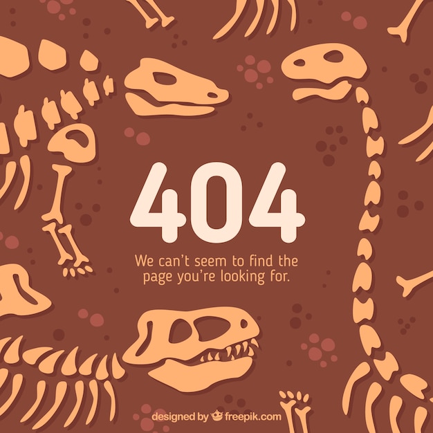 Gratis vector 404 fout concept dinosaurus skeletten