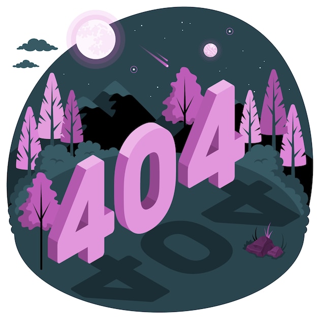404-fout met een landschapsconceptillustratie
