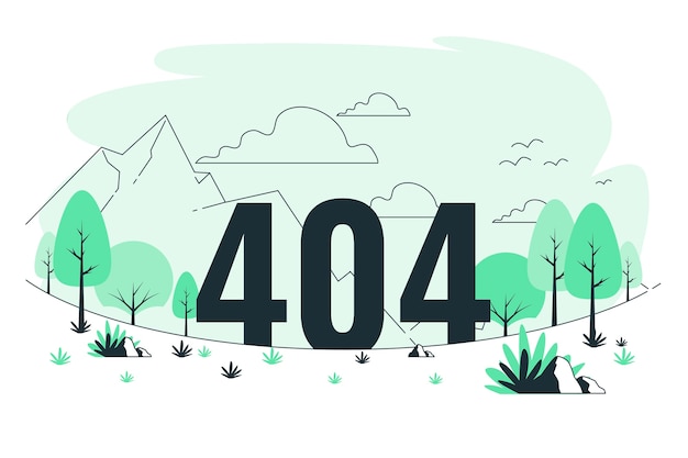 Gratis vector 404-fout met een landschapsconceptillustratie