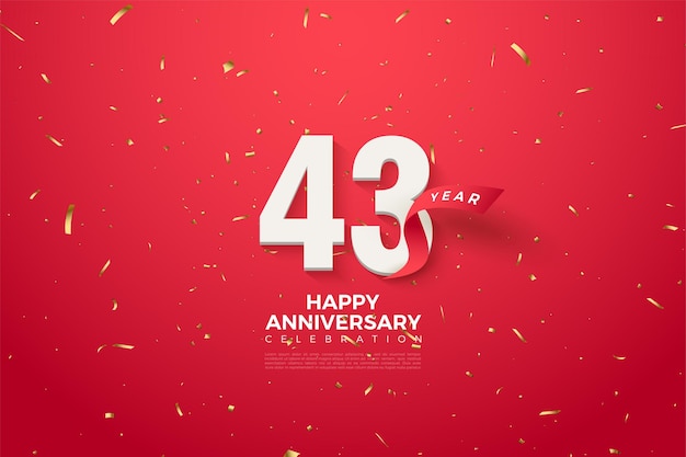 43e verjaardag met geborduurde cijfers en rood lint