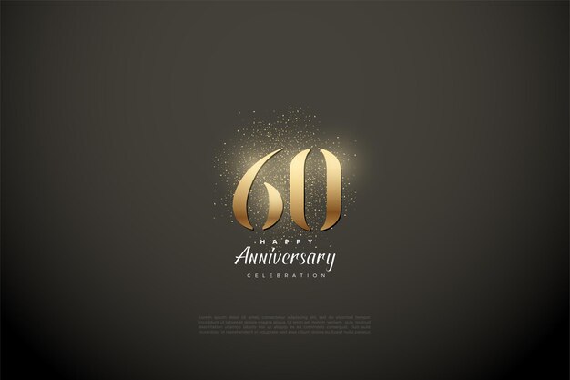 60e verjaardag met gouden cijfers en glitter