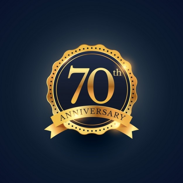 70e verjaardag badge viering etiket in gouden kleur