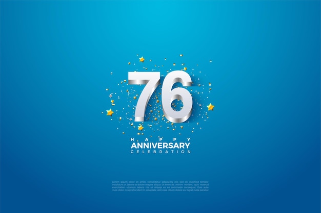 76e verjaardag met vergulde cijfers Premium Vector