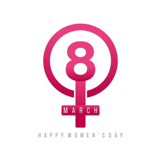 8 maart Vrouwen Meisje van de Dag van het Symbool roze met belettering