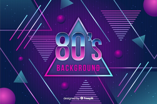 Gratis vector 80's geometrische achtergrond plat ontwerp