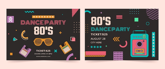 Gratis vector 80s feest platte brochure