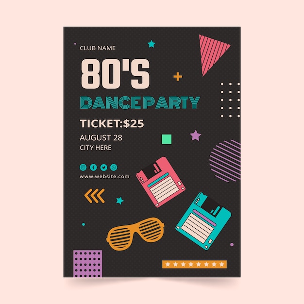 Gratis vector 80s feest platte poster