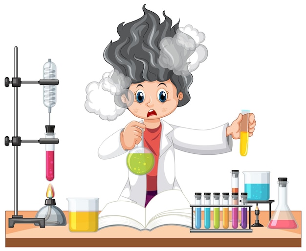 Gratis vector a chemist experiment at lab