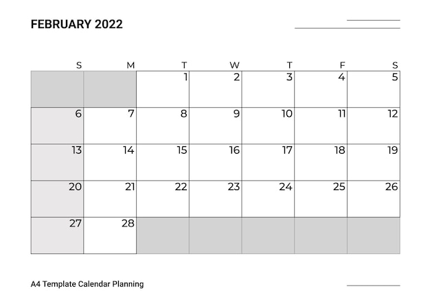 A4 Sjabloon Kalender Planning Februari