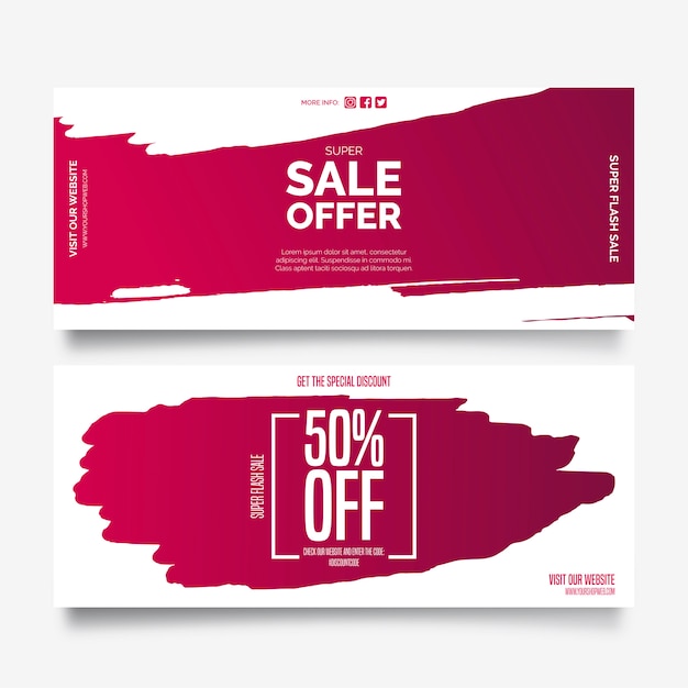 Gratis vector aanbieding banners met verfspatten