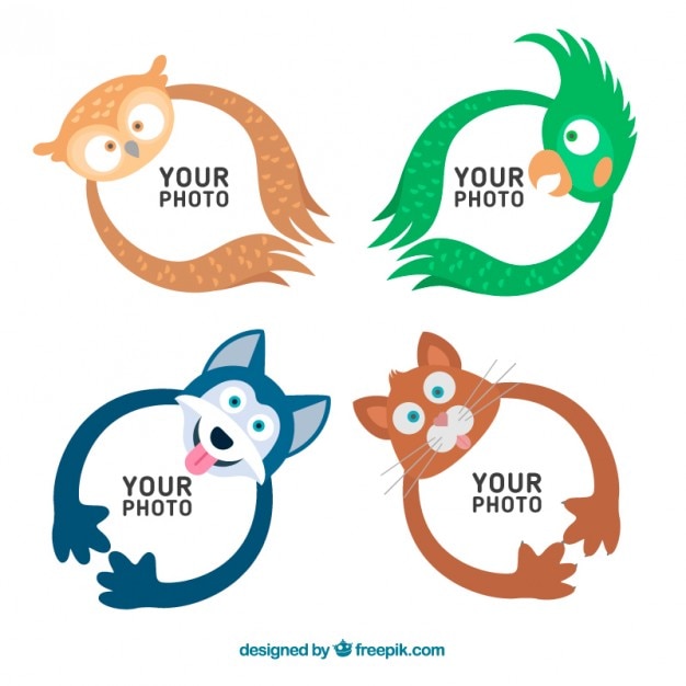 Gratis vector aangenaam fotolijst van de dieren