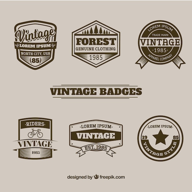 Gratis vector aantal badges in vintage stijl