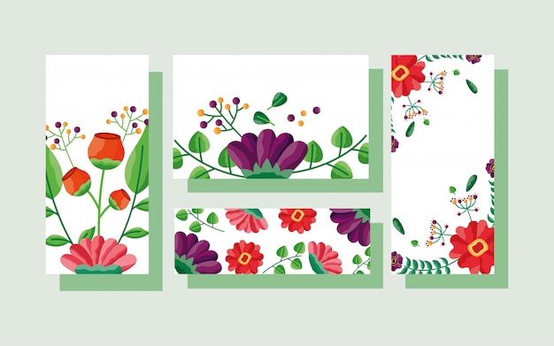 Aantal kaarten verschillende maten met bloemen thema