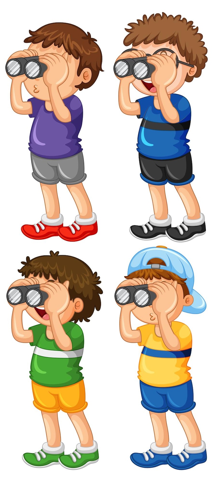 Gratis Vector aantal kinderen kijken door een verrekijker
