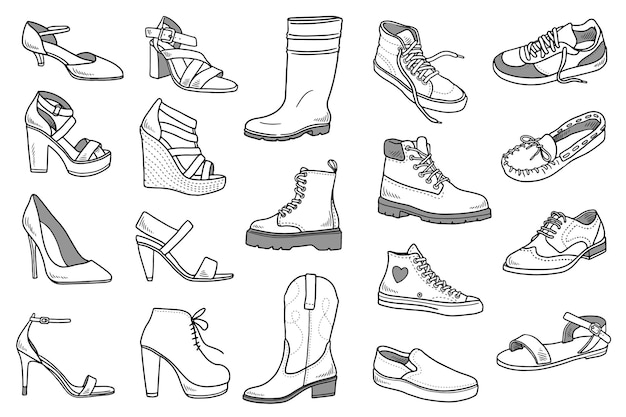 Gratis vector aantal schoenen doodles