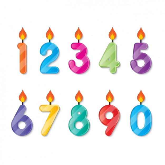 Gratis Vector aantal shaped verjaardag candlesv