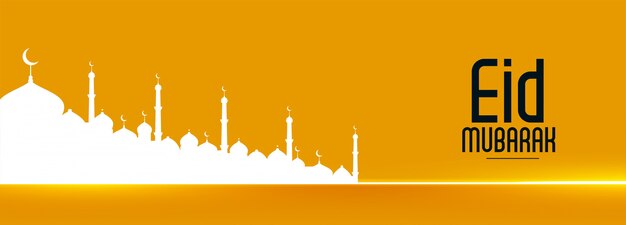 Aantrekkelijke eid festivalbanner met moskeesilhouet