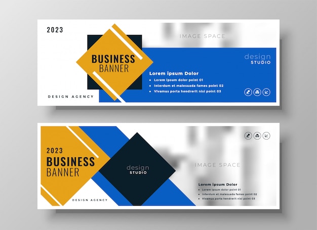 Gratis vector aantrekkelijke moderne blauwe zakelijke banner sjabloon set