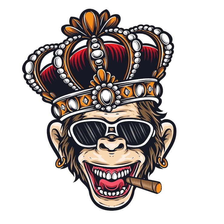 Gratis Vector aap cartoon met kroon en zonnebriljpg