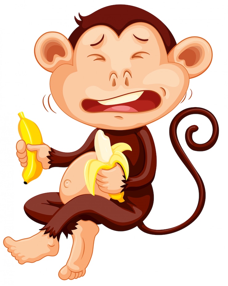 Gratis Vector aap met banaan huilen