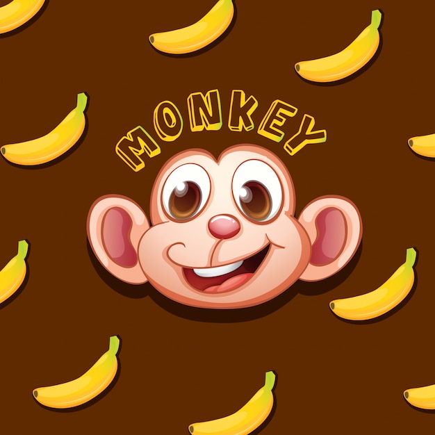 Gratis vector aapgezicht en bananen