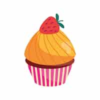 Gratis vector aardbei cupcake illustratie