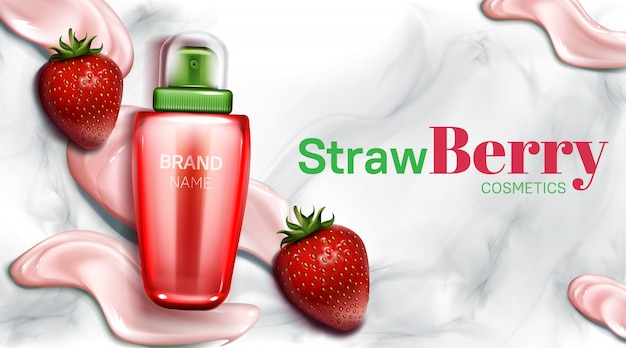 Aardbeien cosmetica fles