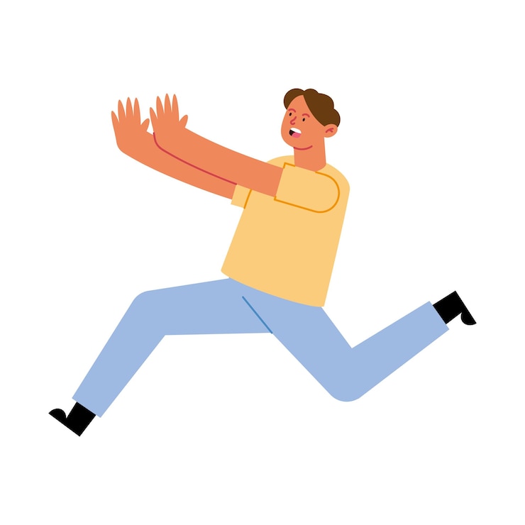 Gratis Vector aardbevingsillustratie van een rennende man