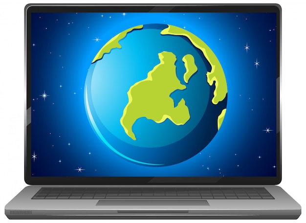 Aarde grafische weergave op laptop scherm