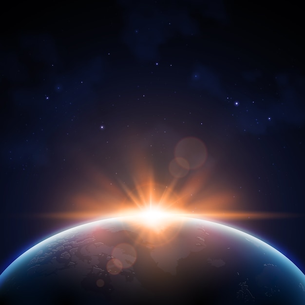 Gratis vector aarde zonsopgang lichteffect