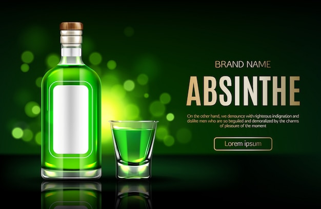 Absint fles en borrelglas banner
