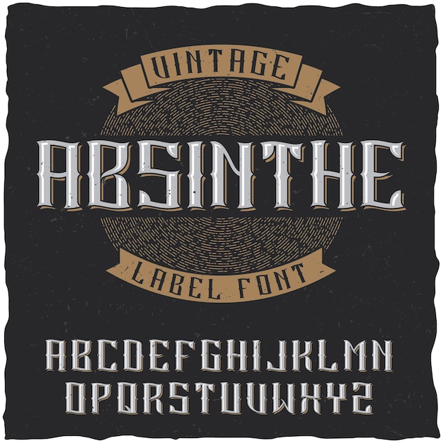 Absinthe label lettertype en voorbeeld